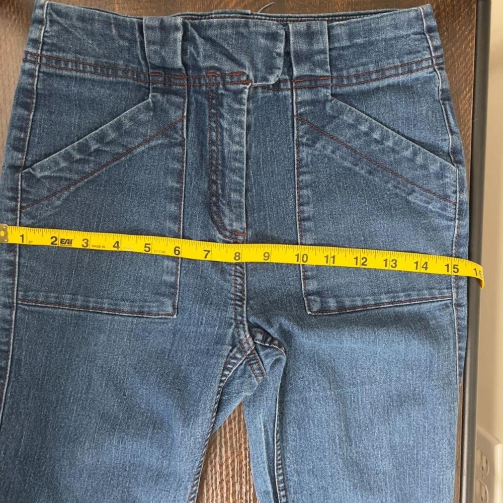 Women's Denim Flare Jean Forever 21 Size Small wt vertically elongated pockets - Picture 5 of 8